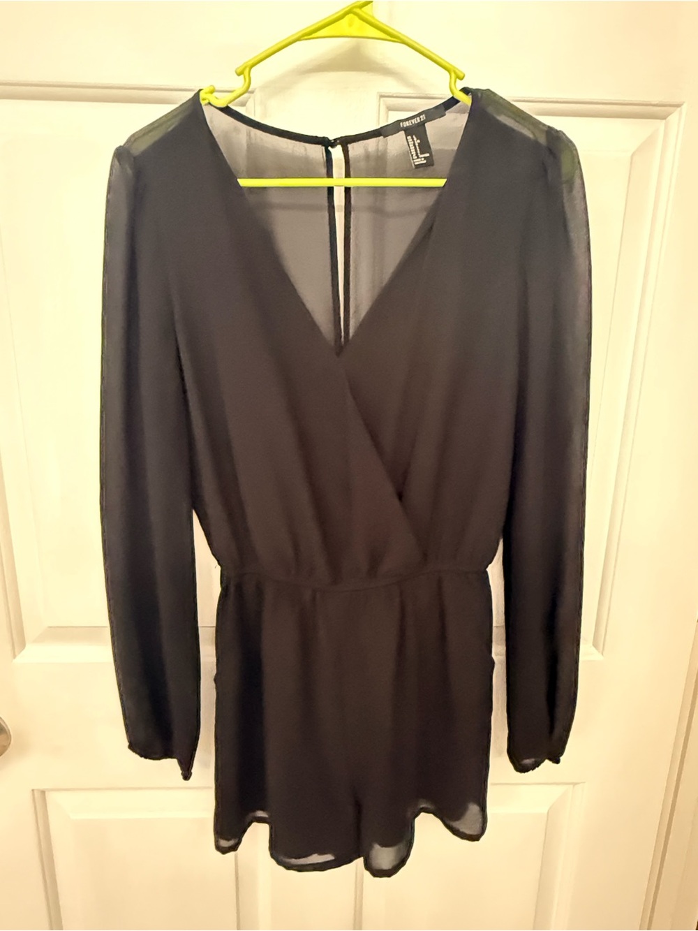 Forever 21 Black Long-Sleeve V-Neck Romper